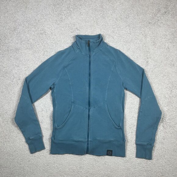American Giant Sweatshirt Womens Small Full Zip Up Teal Soft Stretch Pockets - Picture 3 of 14